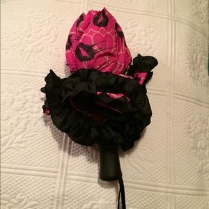 Pink and black umbrella